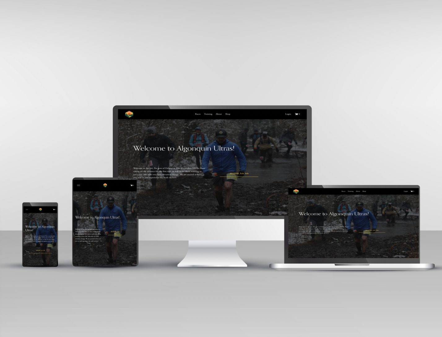 A WebEaze client site shown across desktop, tablet, laptop and phone